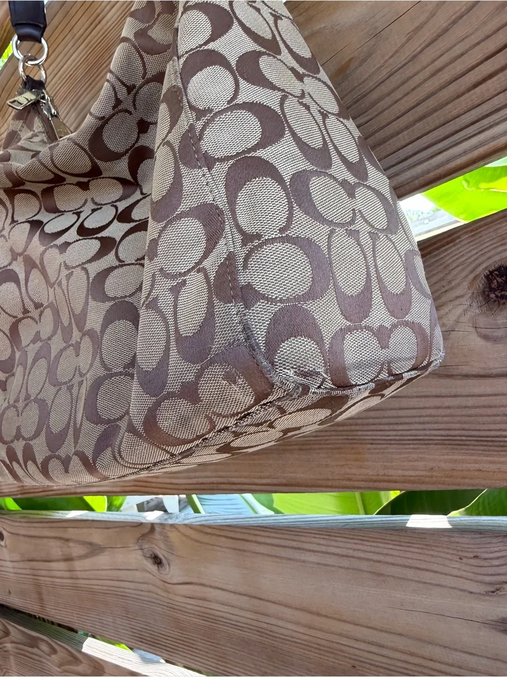 Coach Khaki/Brown Signature Hobo Shoulder Bag